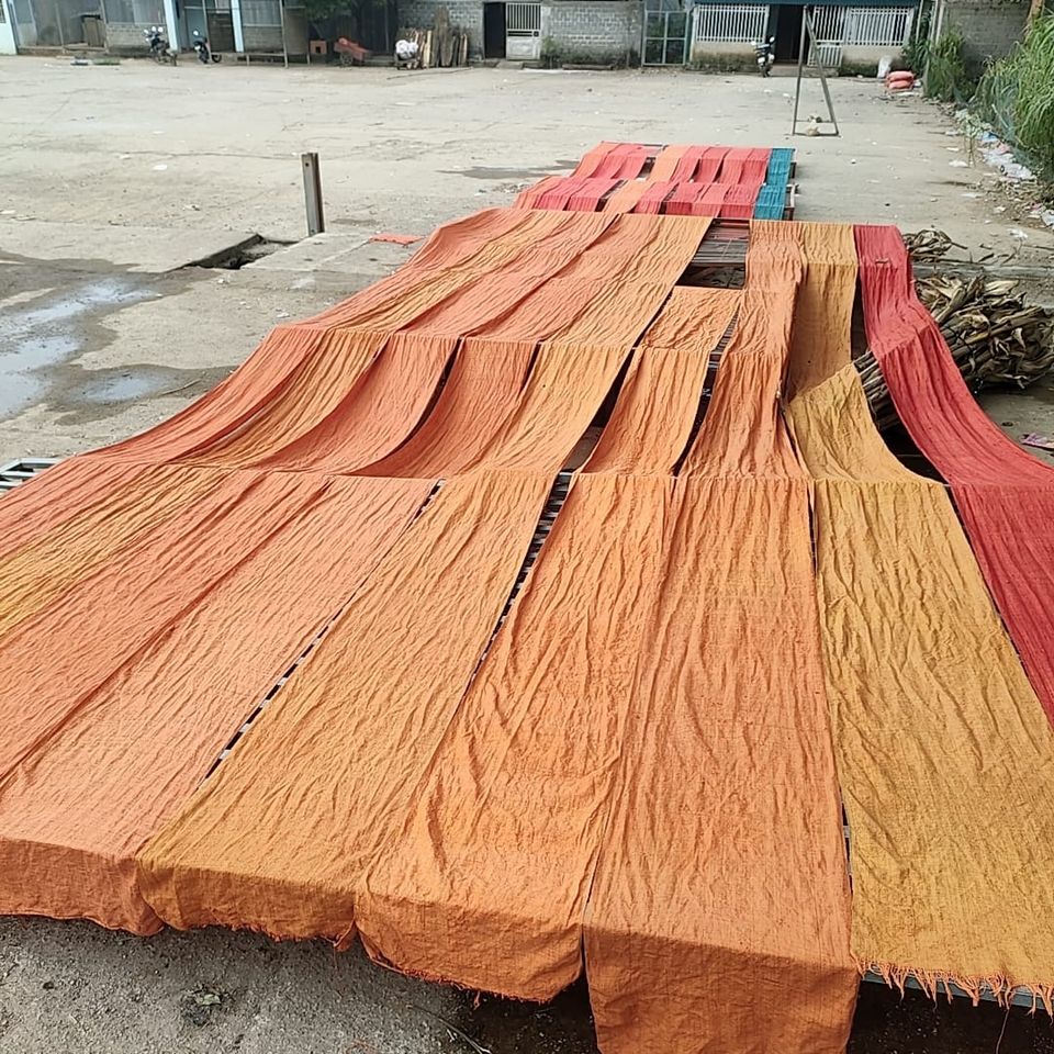 Dry hempt fabric outside in Lung Tam village
